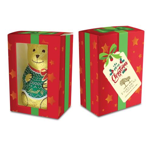 Personalised Lindt Christmas Chocolate Teddy Bear Printed Gift Box